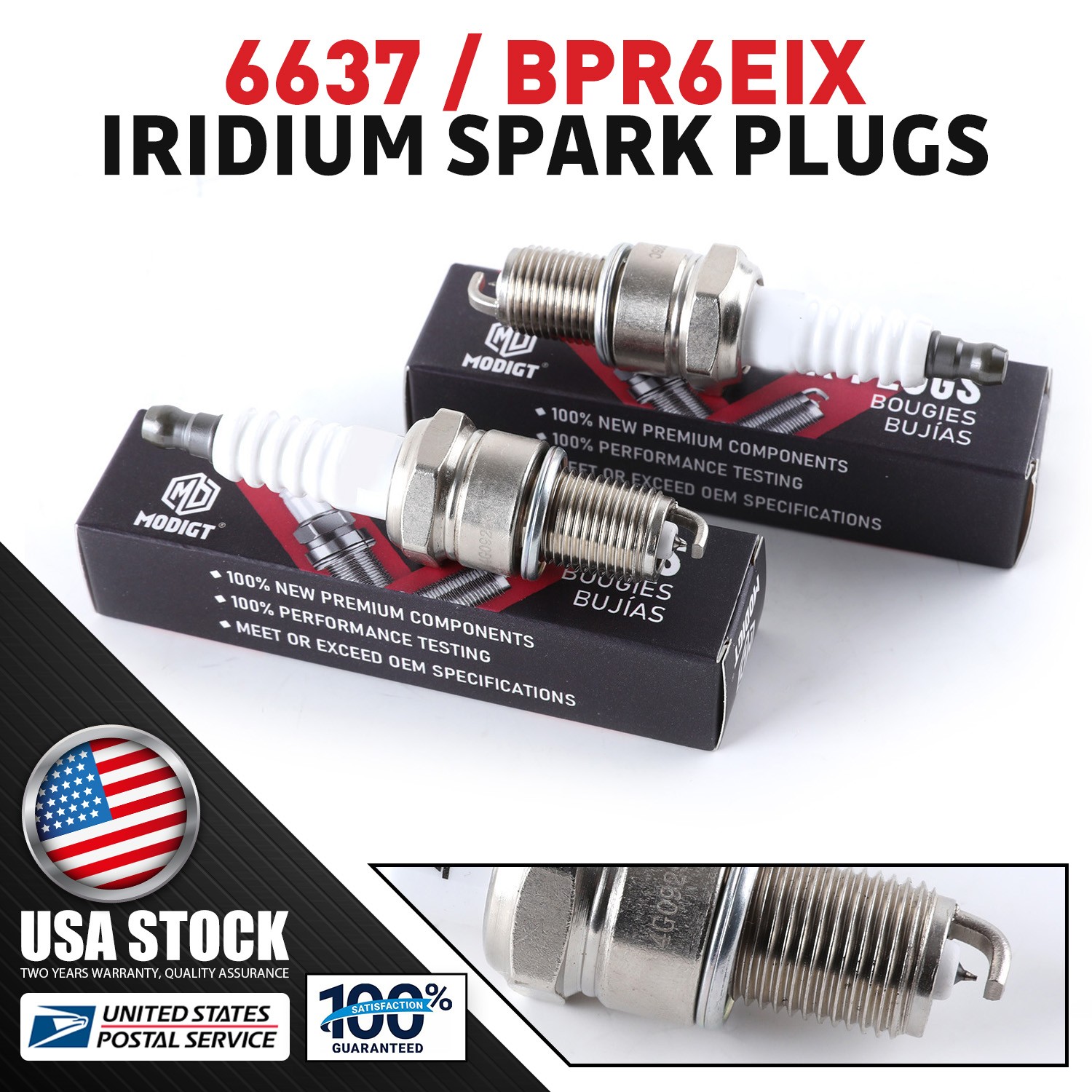 GENUINE Modigt x4 High-quality Spark Plugs OEM Replacement For NGK 6637 BPR6EIX