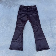 Nasty Gal Brown Crocodile Embossed Flare Pants High Rise Bell Bottoms Size UK 14