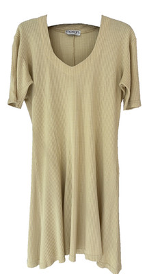 Vintage 90s Monari Ribbed Midi Dress M UK12/14 Cream/Beige 100% Viscose Unworn