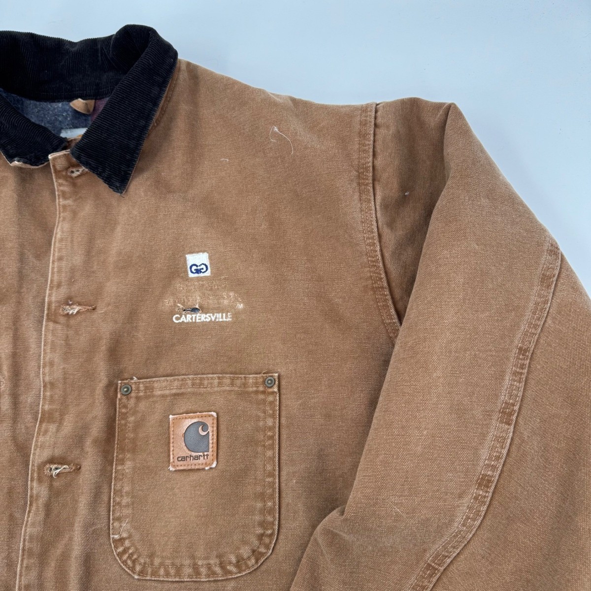 Carhartt Workwear Chore Coat Jacket Mens 2XL Brown Blanket Lined