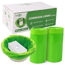 Commode Liners with Absorbent Pad, Universal Fit for 50 Bags 50 Pads