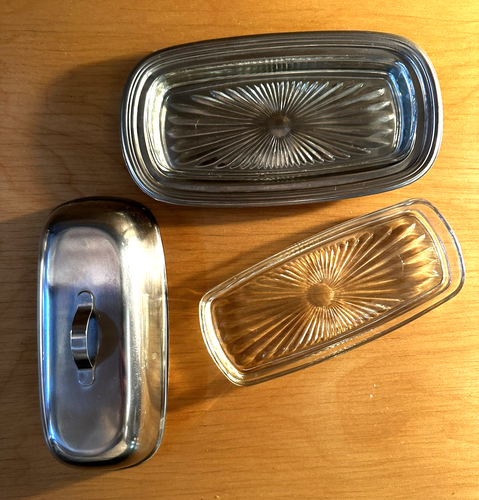Midcentury Modern Stainless Steel and Glass GABIS Butter Dish - Made in Sweden - Picture 5 of 8