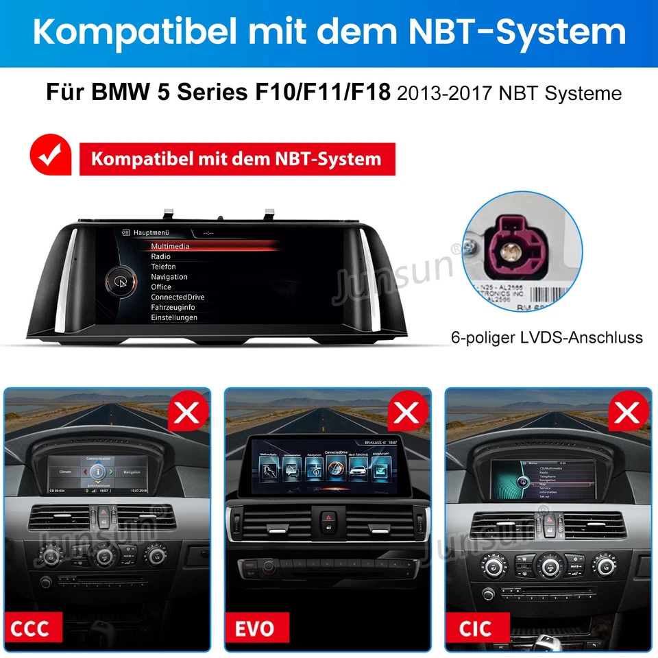 10.25'' Wireless Carplay Autoradio GPS NAVI BT Für BMW 5er F10 F11 2013-2017 NBT - Bild 4 von 4
