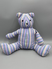 Handmade Striped Fabric Teddy Bear Sitting Pl...