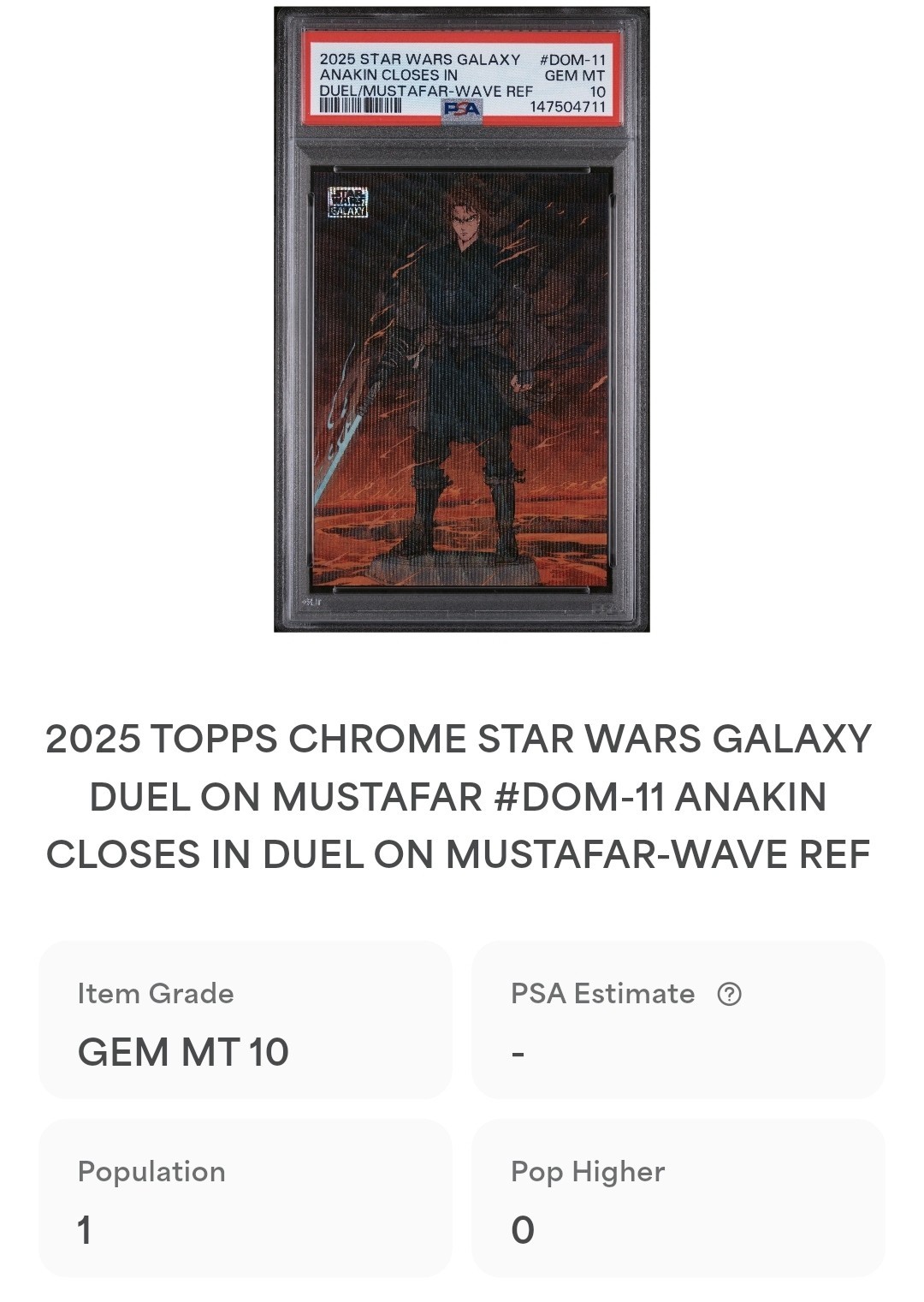 2025 Star Wars Galaxy Anakin Closes In #DOM11 PSA 10 Duel Wave Refractor /99 view 4