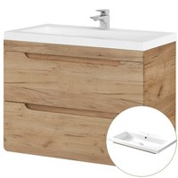 BadmöBel Waschtisch 80Cm Keramik Waschbecken Mit Unterschrank Badezimmerschrank
