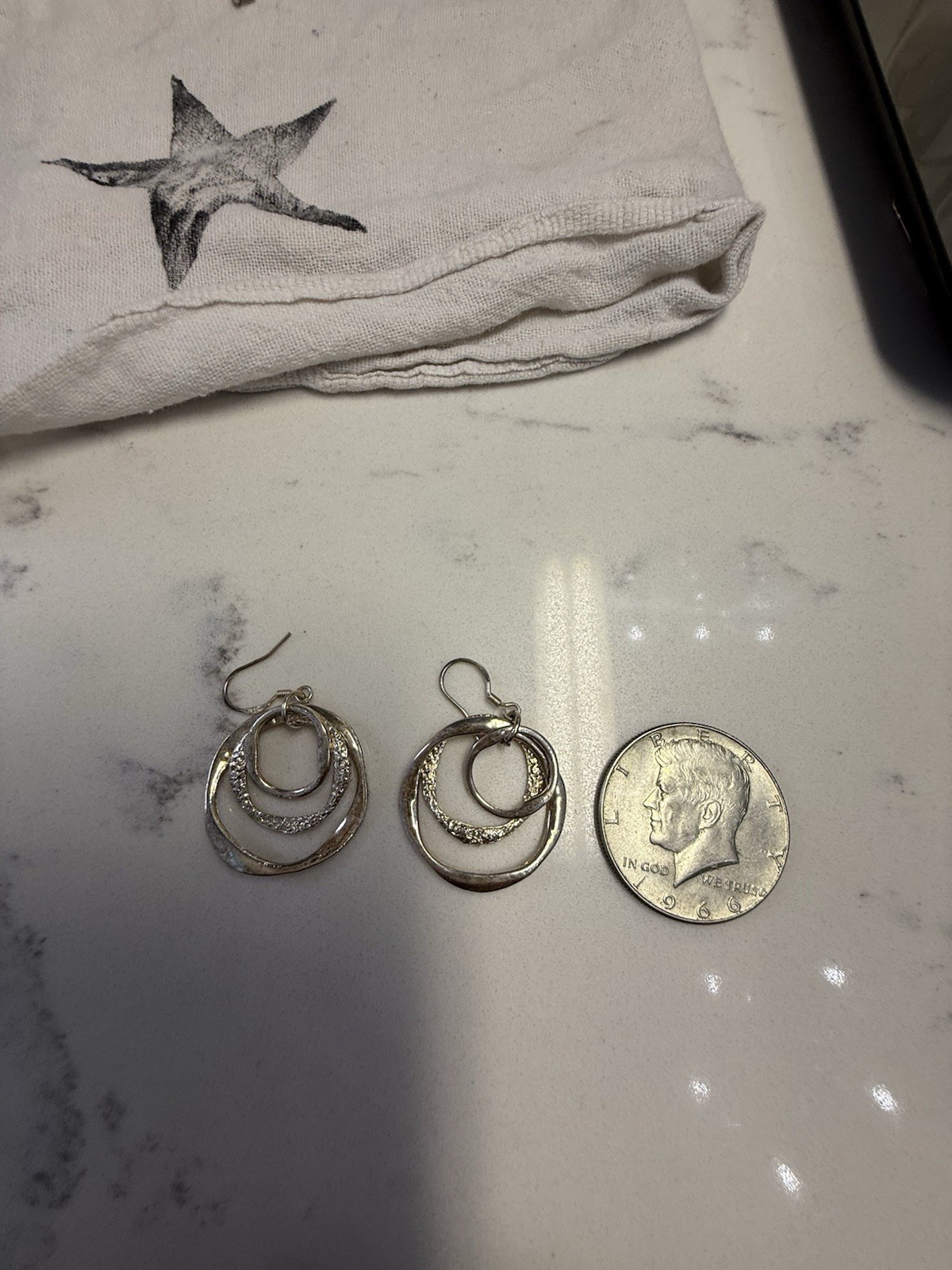 Modern Sterling Silver Circle Dangle Earrings - image 3