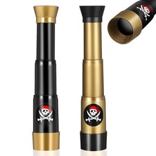 2 Mini Pirate Telescope Toys Kids Handheld Monocular Bronze Black 7" x 1.6"