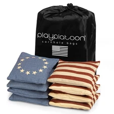 Play Platoon Premium Weather Resistant Duckcloth Cornhole Bags - Set of 8 Bean B