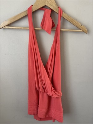 Bebe Halter Top Womens S Pink Sleeveless Y2K Going Out Stretch Top