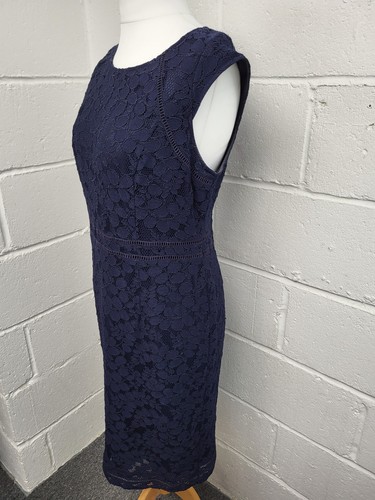 Jacques Vert Navy Blue Lace Overlay Occasion Knee Length Dress. Size 16. PBF - Picture 3 of 7