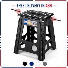 ACKO 16 Inch Folding Step Stool Safety Lock 400 lb Black