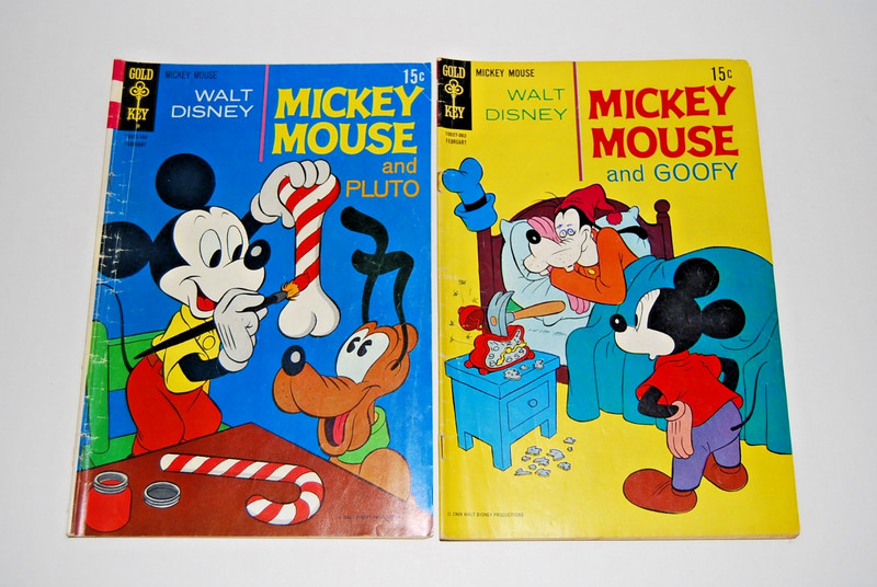 Lot of 2 Mickey Mouse & Goofy & Pluto Walt Disney Gold Key Comic Books 1969-71