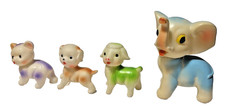 Rubber Squeaky Toys Elephant Lamb Dog Bear Heads Turn 180 Lot Of 4 1960s Vintage