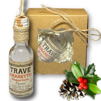 Trave Amaretto Superiore Liqueur Artisan Vintage Glass Bottle Ornament