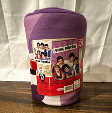 One Direction Plush Throw Blanket 50x60 Purple/White Pictorial Music Theme