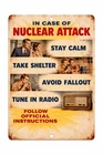 Nuclear Attack Survival Sign Stay Calm Shelter Prepper Vintage Metal 8x12