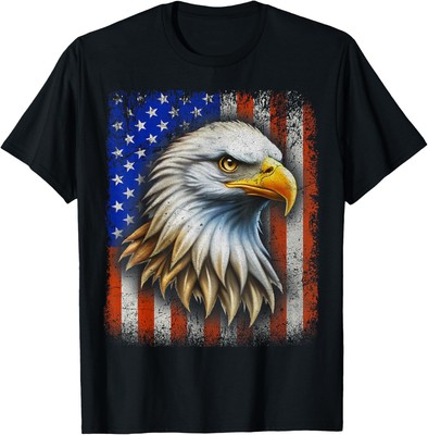 American Flag Bald Eagle Patriotic Red White Blue Unisex T-Shirt