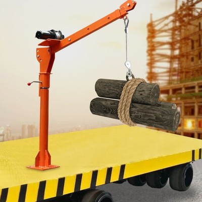 For 1100 LB Truck-Mounted Crane Hoist With 12V Electric Winch Pickup Truck