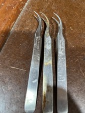 Set of 3 Techni-Tool Switzerland No 7 Curved Precision Tweezers Stainless Steel