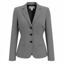 Pendleton Petite Houndstooth Wool Blazer Jacket Black White Size 12 Vintage
