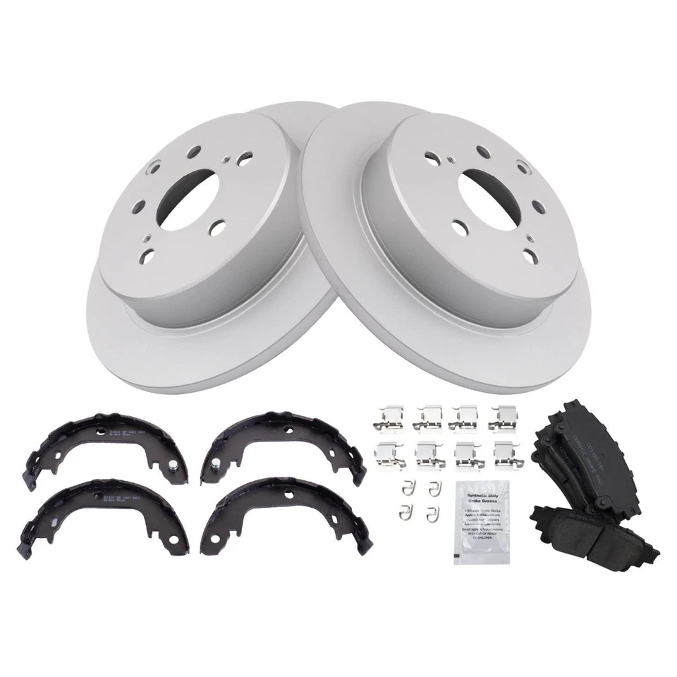 Kit de pastillas de freno y rotor de cerámica trasera TRQ para Toyota Mirai 2016 2012-2019 Prius V Foto 2 de 4