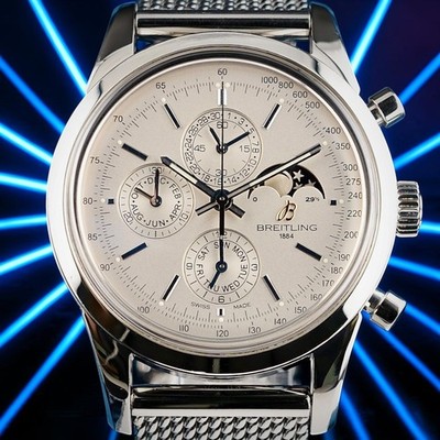 Breitling Transocean Chrono 1461 - Moonphase A19310 43mm -Steel Bracelet + Strap