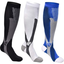 Kompressionssocken Damen 3 Paar Sportplüsch Lauf Rad Tennis Elastan Nylon