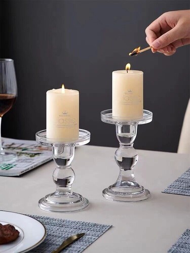 Glass Pillar & Dinner Candle Holders Small Medium Large Wedding Table & Decor - Picture 5 of 7