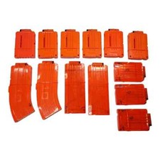 NERF N-Strike Lot of 13 Ammo Dart Clips Magazines 12 10 6 Orange Work