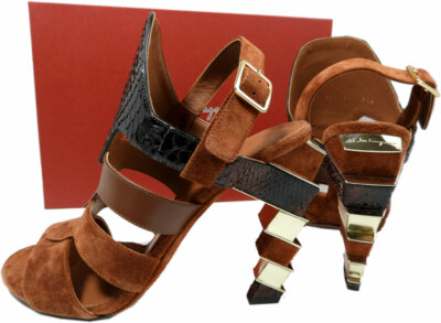 $1290 Salvatore Ferragamo Runway Laos Croc & Python Mixed-media