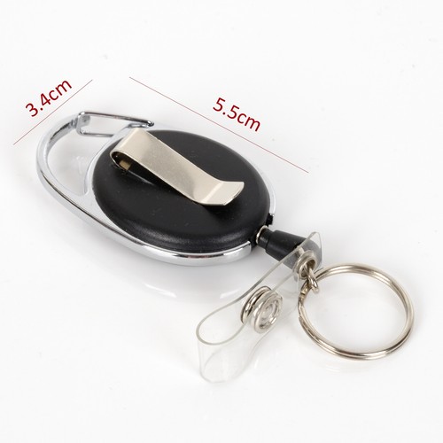 Retractable Keychain Clip Heavy Duty Recoil Key Chain Holder Ring Badge Oval 4x - Picture 5 of 5