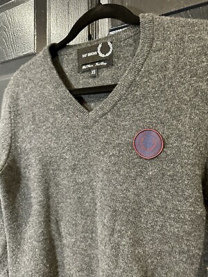 トップス RAF SIMONS & FRED PERRY wool knit RAF Simons x Fred Perry Men's Sweater 100% Wool V-Neck Knit Luxury