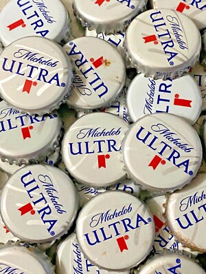 100 Michelob Ultra Beer Caps ''No Dents'' Art & Craft Collector Man Cave