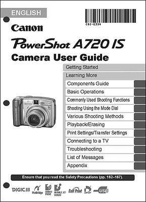 Canon Powershot A720 IS Digital Camera User Guide Instruction 