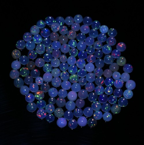 Natural Ethiopian Welo Opal Cabochon Loose Gemstone 4 mm Round Multi fire - Picture 7 of 8