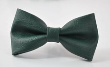 Men Dark Emerald Green Hunter Green Faux Leather Bow tie Bowtie Wedding Party