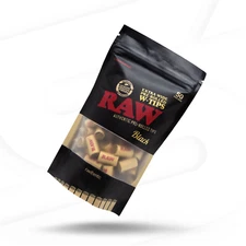 RAW Black Extra Wide Pre-Rolled Tips | 1 Bag of 50 Pre-Rolled Tips
