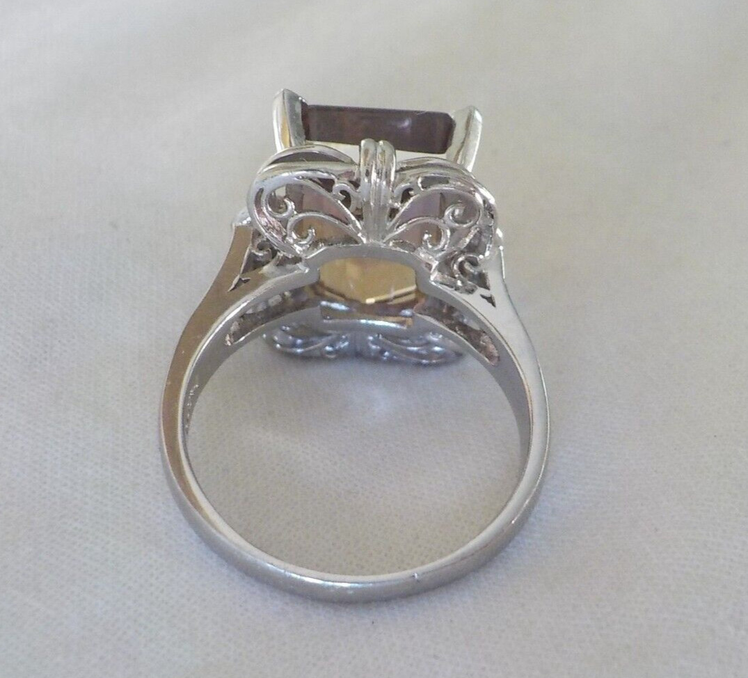 Heavy Solid Platinum Solitaire Ametrine Diamond R… - image 13