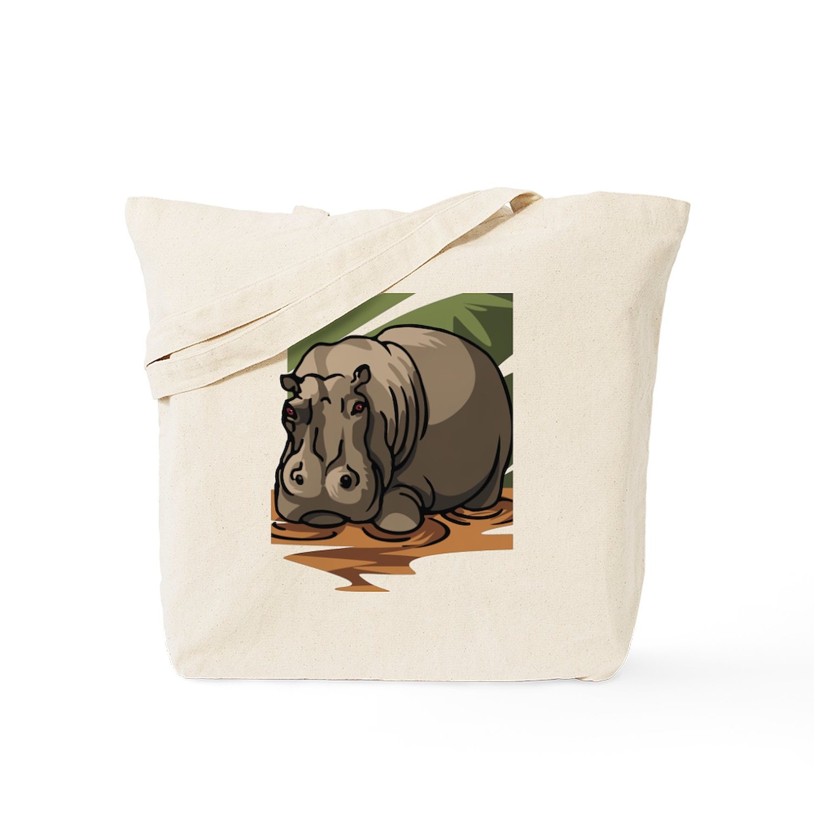 CafePress Hippo Natural Canvas Tote Bag, Cloth Shopping Bag (671173427)