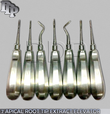7 DENTAL SURGICAL APICAL ROOT TIP EXTRACT ELEVATOR KIT SET