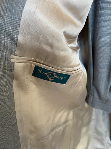 Mens HUNTER HAIG 2 Piece SUIT Lt Beige Plaid 40R - Pants 36/28 wool - Picture 5 of 10