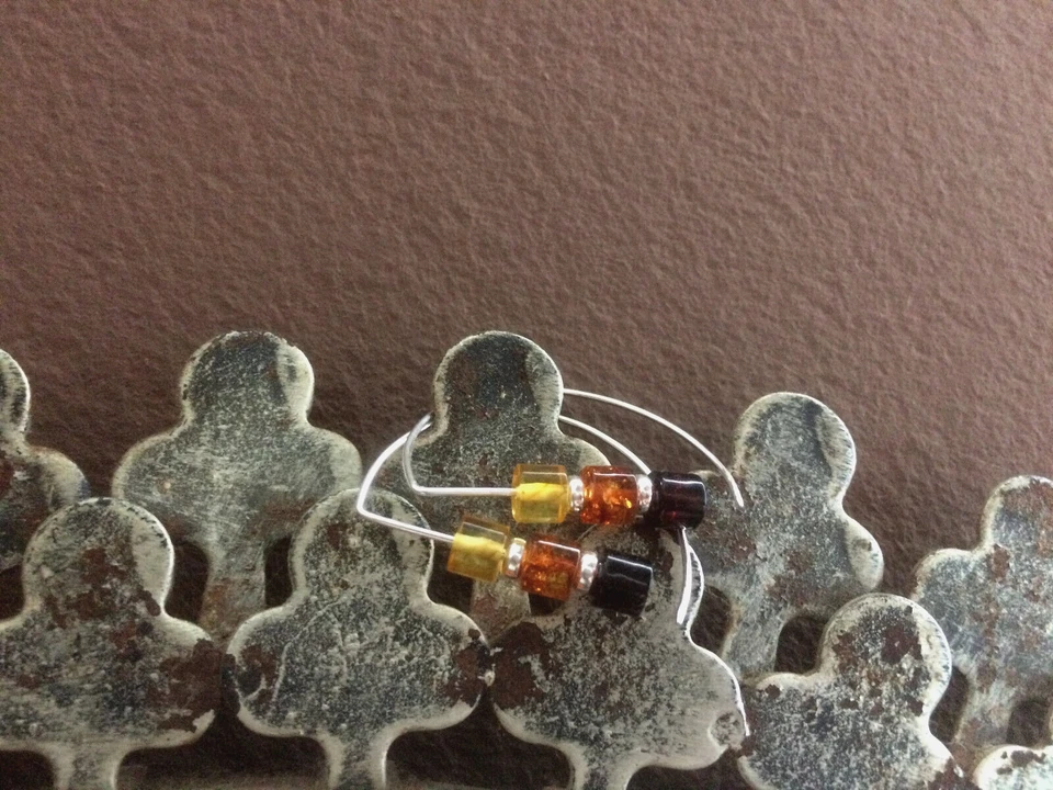 Pendientes Abiertos de plata 925 y ámbar del báltico multicolor - Imagen 4 de 4