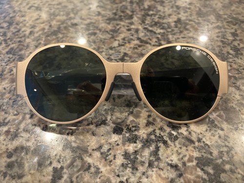 PORSCHE DESIGN NEW FOLDING SUNGLASSES P'8592 SATIN GOLD FRAME W/GREEN LENS &CASE - Picture 16 of 24