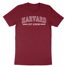 Harvard Just Kidding Funny Humor Law University Fun Cool Mens Unisex Tee T-Shirt