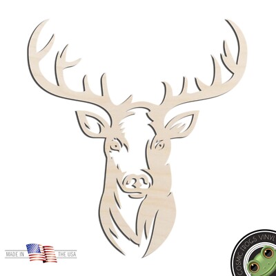 Deer Head #5 Buck Laser Cut Out Unfinished Wood Shape Craft Supply