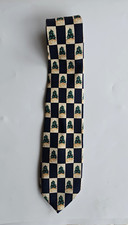 Cape Cod Navy Blue Christmas Pine Trees Pattern Silk Necktie