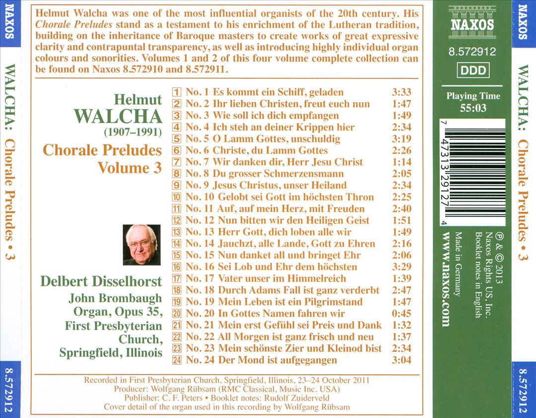 その他 Walcha: Chorale Preludes 3 [CD] Delbert Disselhorst, H. Walcha, Helmut Walcha, Delbert