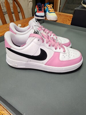 Nike AF1 Size 5.Y (6.5W) White/Pink/Black Super Clean Almost VNDS - AQ3778-994
