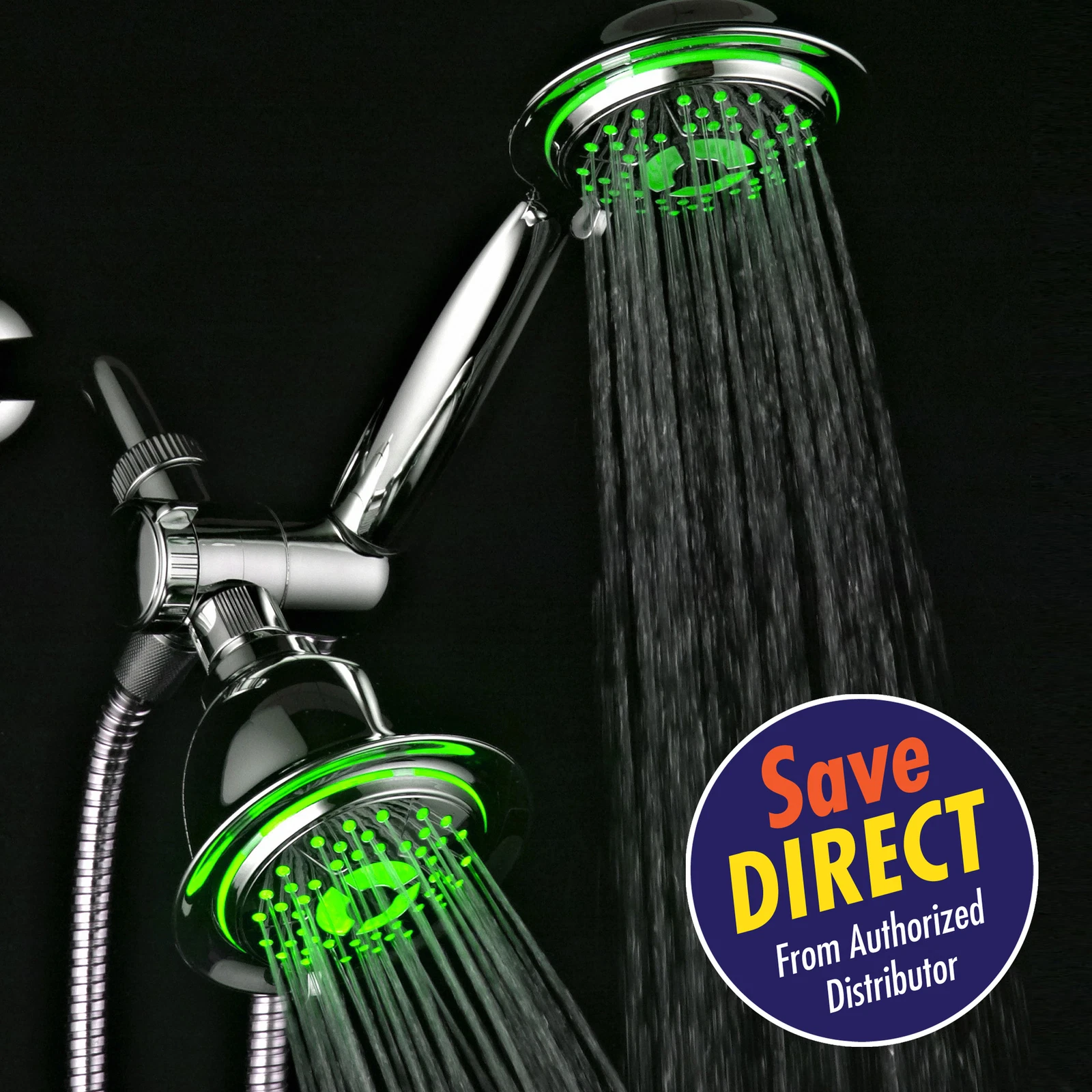 PowerSpa All-Chrome 7-Color LED Shower Head/Hand Held Shower High Pressure Twin
Opens in a new windo